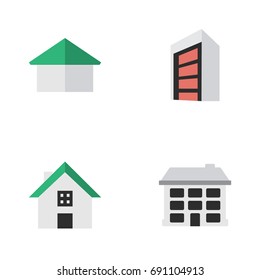 Vector Illustration Set Of Simple Estate Icons. Elements Construction, Structure, Architecture And Other Synonyms Construction, Building And Home.