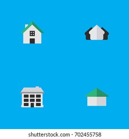 Vector Illustration Set Of Simple Estate Icons. Elements Architecture, Home, Structure And Other Synonyms Home, House And Property.