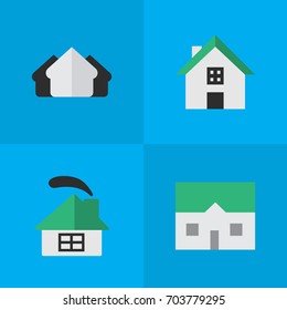 Vector Illustration Set Of Simple Estate Icons. Elements Property, House, Dwelling And Other Synonyms Building, Property And House.