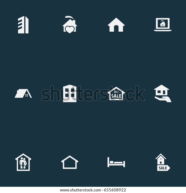 Vector Illustration Set Simple Estate Icons Stock Vector Royalty