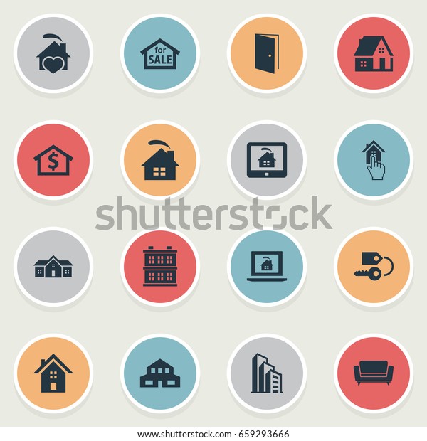 Vector Illustration Set Simple Estate Icons Stock Vector Royalty
