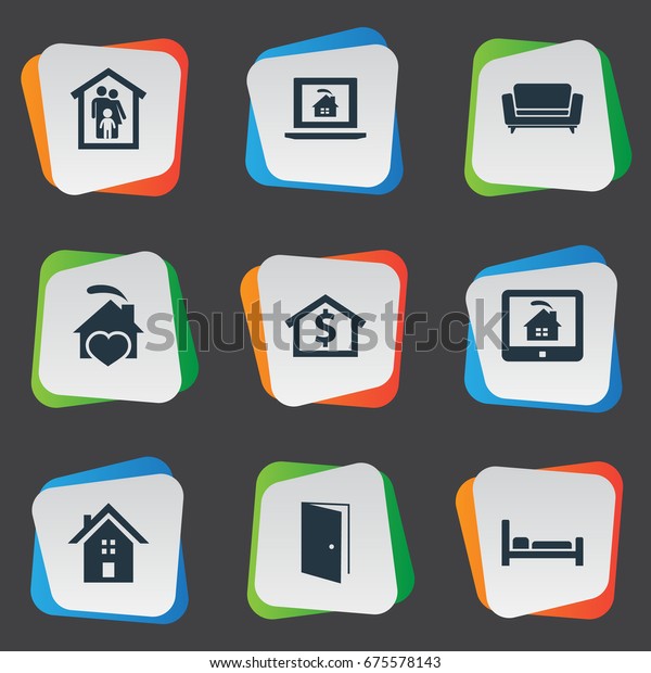 Vector Illustration Set Simple Estate Icons Stock Vector Royalty