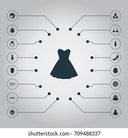 Vector Illustration Set Of Simple Fashion Icons. Elements Woman, Man, Beautiful Face And Other Synonyms Purse, Water And Drop.