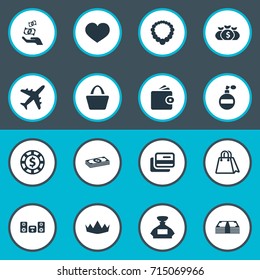 Vector Illustration Set Of Simple Fashion Icons. Elements Loudspeaker, Money, Soul And Other Synonyms Soul, Money And Heart.