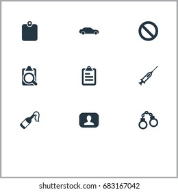 Vector Illustration Set Of Simple Fault Icons. Elements Stop, Bottle, Badge And Other Synonyms Checkbox, Board And Stop.