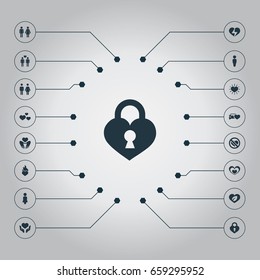 Vector Illustration Set Of Simple Feelings Icons. Elements Broken Soul, Homosexual, Automobile And Other Synonyms Mother, Careful And Persons.