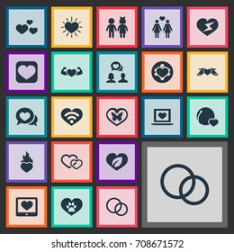 Vector Illustration Set Of Simple Feelings Icons. Elements Eco, Flash, Care And Other Synonyms Lovers, Hearth And Butterfly.