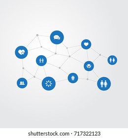 Vector Illustration Set Of Simple Fellows Icons. Elements Talk, Couple, Partner And Other Synonyms Companion, Care And Star.