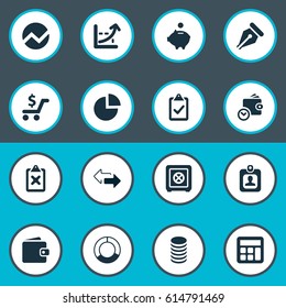 Vector Illustration Set Of Simple Finance Icons. Elements Segmentation, Nib, Two Directions And Other Synonyms Separation, Human And Billfold.