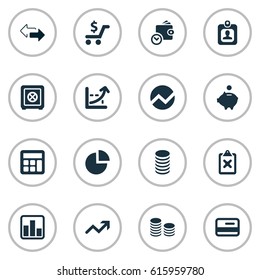 Vector Illustration Set Of Simple Finance Icons. Elements Wallet, Statistic, Strongbox And Other Synonyms Human, Credit And Rate.