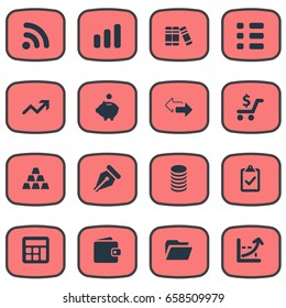 Vector Illustration Set Of Simple Finance Icons. Elements Assessment Form, Nib, Calculator And Other Synonyms Earnings, Cash And Payment.