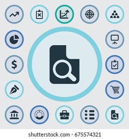 Vector Illustration Set Of Simple Financial Icons. Elements Research, Increase, Nib And Other Synonyms Parthenon, Briefcase And Division.