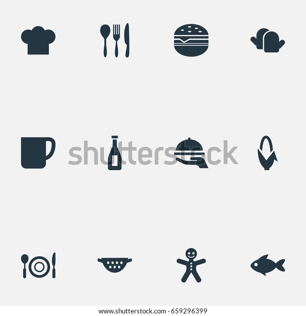 Vector Illustration Set Simple Food Icons Stock Vector (Royalty Free