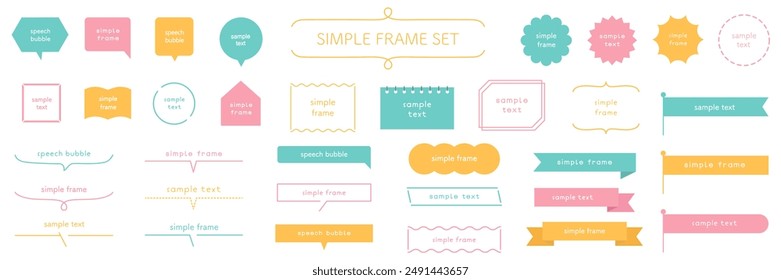 Vector illustration set of simple frames. Speech bubbles, borders, titles, headings, lines, banners