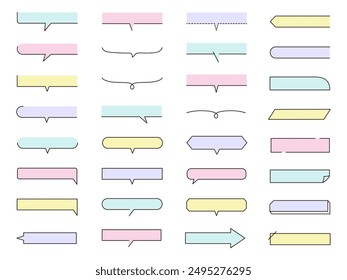 Vector illustration set of simple frames. Speech bubbles, lines, line art