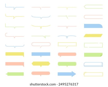Vector illustration set of simple frames. Speech bubbles, lines, line art