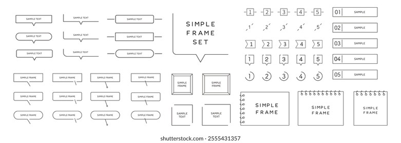 A vector illustration set of simple frames. Speech bubbles, frames, headings, titles, notes, speech balloon