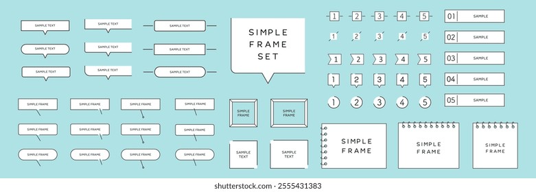 A vector illustration set of simple frames. Speech bubbles, frames, headings, titles, notes, speech balloon