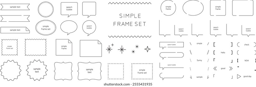 A vector illustration set of simple frames. Speech bubbles, frames, headings, titles, speech balloon