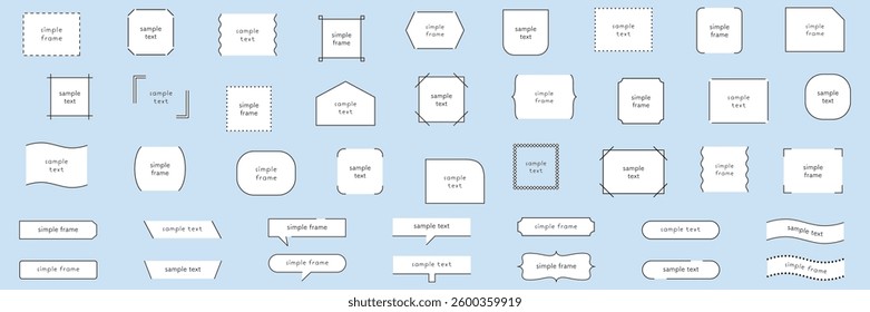 Vector illustration set of simple frames. Borders, headings, titles, speech bubbles