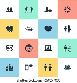 Vector Illustration Set Of Simple Friends Icons. Elements Add, Profile, Children And Other Synonyms Contacts, Man And Couple.