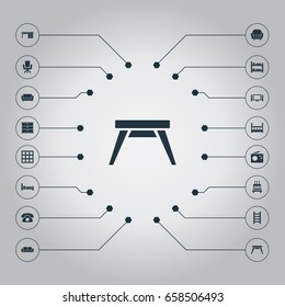 Vector Illustration Set Of Simple Furniture Icons. Elements Bearings, Design, Stairway And Other Synonyms Birthday, Table And Lounge.