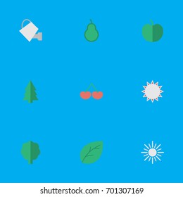 Vector Illustration Set Of Simple Garden Icons. Elements Tree, Punching Bag, Sun And Other Synonyms Hate, Punching And Bag.