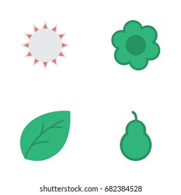 Vector Illustration Set Of Simple Gardening Icons. Elements Punching Bag, Sunny, Sheet And Other Synonyms Plant, Leaflet And Punching.