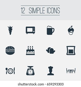Vector Illustration Set Of Simple Gastronomy Icons. Elements Cook, Cup, Restaurant And Other Synonyms Organic, Dishware And Menu.