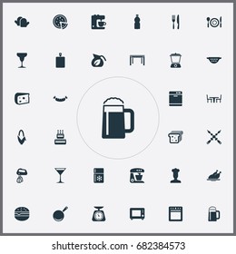 Vector Illustration Set Of Simple Gastronomy Icons. Elements Oven Gloves, Cheddar Slice, Tortilla And Other Synonyms Equilibrium, Pizza And Scale.