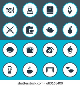 Vector Illustration Set Of Simple Gastronomy Icons. Elements Vase, Lime, Ceramic Teapot And Other Synonyms Lime, Tea And Set.