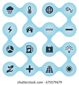 Vector Illustration Set Of Simple Green Icons. Elements Cross, Fahrenheit, Negative And Other Synonyms Diagram, Delete And Station.