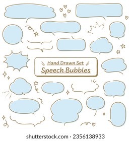 Vector illustration set of simple hand drawn speech bubbles