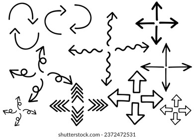 Vector illustration set of simple hand drawn arrows.