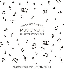 Vector illustration set of simple hand drawn musical notes