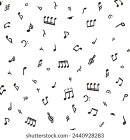 Vector illustration set of simple hand drawn musical notes