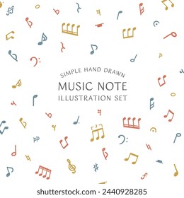 Vector illustration set of simple hand drawn musical notes