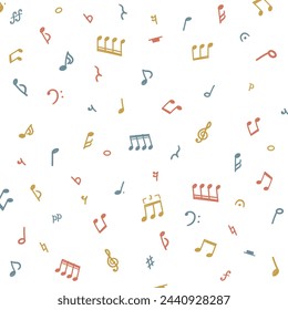 Vector illustration set of simple hand drawn musical notes