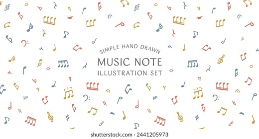 Vector illustration set of simple hand drawn musical notes