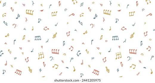 Vector illustration set of simple hand drawn musical notes