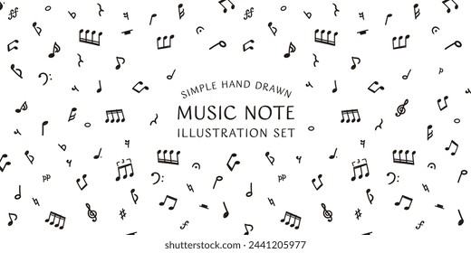 Vector illustration set of simple hand drawn musical notes