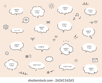 Ensemble d'illustrations vectorielles de simples bulles vocales dessinées à la main. Bulles vocales, cadres, stylisés, gribouillages