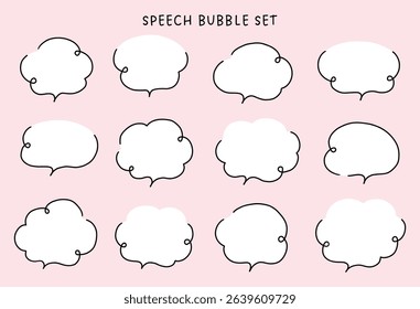A vector illustration set of simple hand-drawn speech bubbles. Speech balloon, frames, stylish, doodles