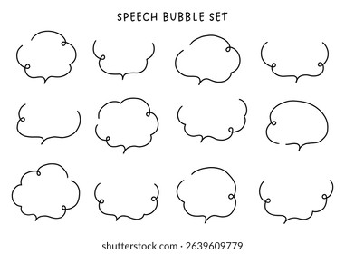 A vector illustration set of simple hand-drawn speech bubbles. Speech balloon, frames, stylish, doodles