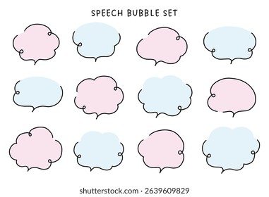 A vector illustration set of simple hand-drawn speech bubbles. Speech balloon, frames, stylish, doodles