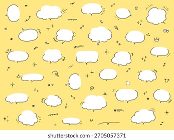 Eine Vektorgrafik mit einfachen handgezeichneten Sprechblasen. Sprechballon, Rahmen, stylisch, doodles