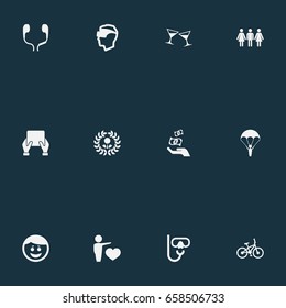 Vector Illustration Set Of Simple Health Icons. Elements Celebration, Diver Equipment, Medicine And Other Synonyms Sport, Reality And Set.