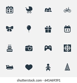 Vector Illustration Set Of Simple Holiday Icons. Elements Camera, Cap, Box And Other Synonyms Soul, Steam And Date.