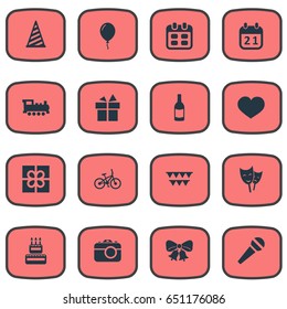Vector Illustration Set Of Simple Holiday Icons. Elements Box, Camera, Soul And Other Synonyms Steam, Prize And Train.