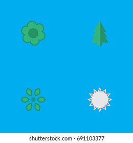 Vector Illustration Set Of Simple Horticulture Icons. Elements Sunny, Flower, Tree And Other Synonyms Hate, Bloom And Wood.
